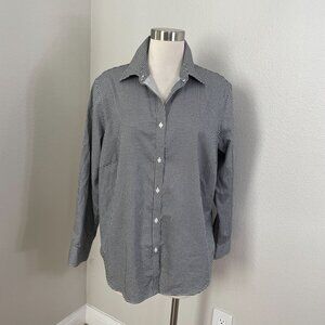 Chaps Womens Plus‎ 1X Black White Houndstooth No Iron Button Up Shirt Blouse